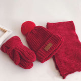 Children's Suit Knitted Hat Scarf Gloves Three-Piece Suit - Minihomy