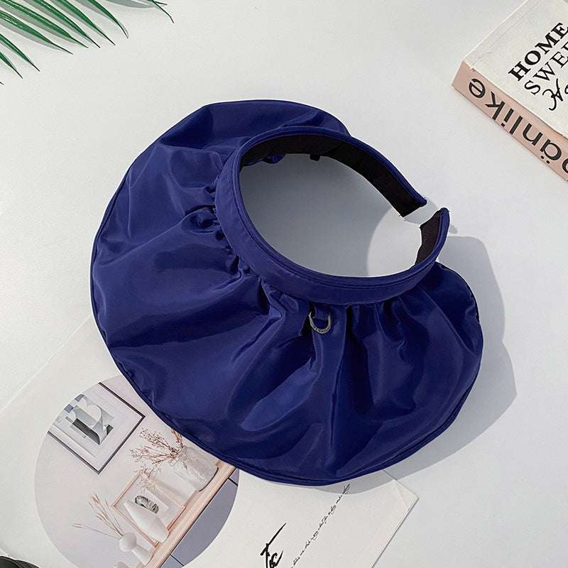 Ladies Outdoor Sun-Protect Shade Folding Headband Shell Sun Hat - Minihomy