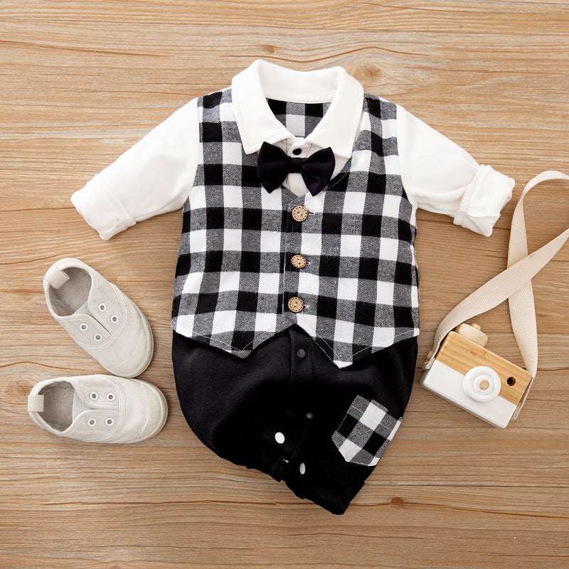 Baby Jumpsuit Spring And Autumn Gentleman Long-Sleeved Baby Clothes - Minihomy