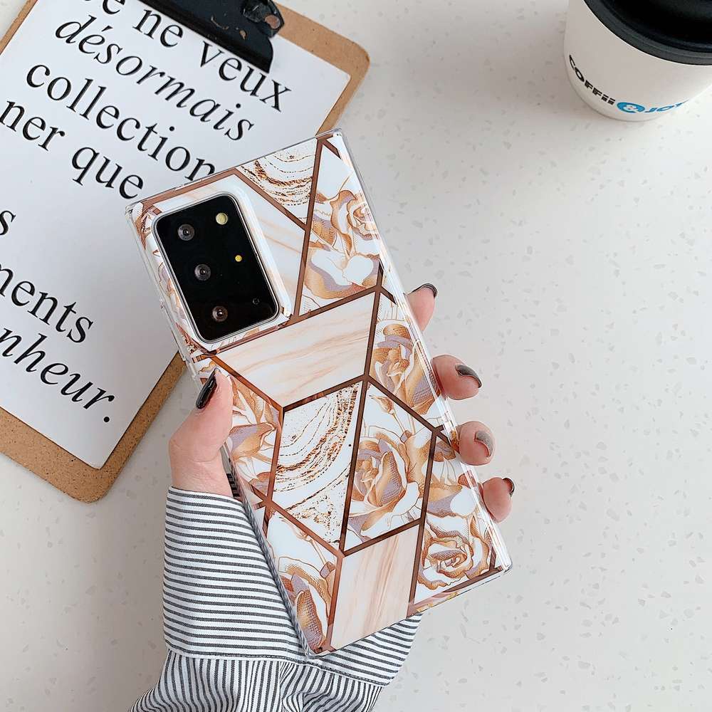 Marble Mosaic Rhombus Flower Silicone Phone Case - Minihomy