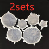 The 6-piece set of multi-functional silicone lid can be stretched to seal the fruit and vegetable lid