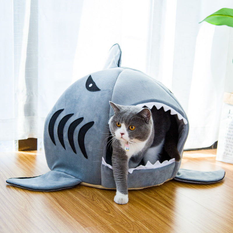 Creative Dual-Purpose Shark Pet Bed Small Dogs And Cats Warm Pet Bed - Minihomy