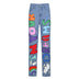 Contrast Color Letters Graffiti Print Loose Jeans - Minihomy