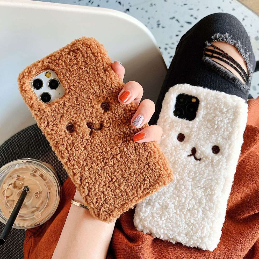 Embroidery Plush Cartoon Bear Phone Case - Minihomy