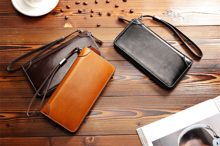 Men's Leather Clutch Wallet - Slim & Stylish Business Card Holder - Minihomy