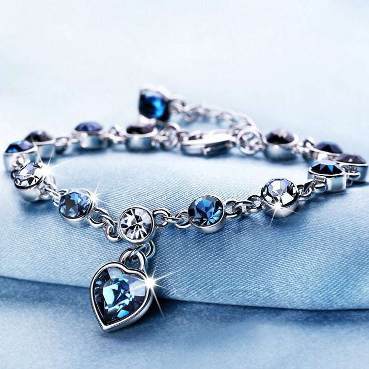 Ocean Heart Peach Heart Crystal Bracelet - Minihomy