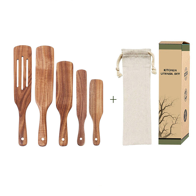 Acacia Teak Spatula Cooking kitchen Utensil Set Wooden Spurtles - Minihomy