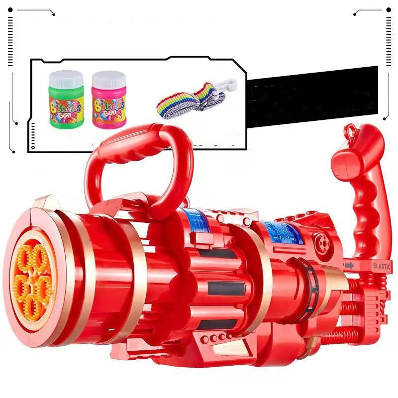 Gatling Bubble Gun Machine Children'S Automatic Electric Bubble Machine Porous Light Music - Minihomy