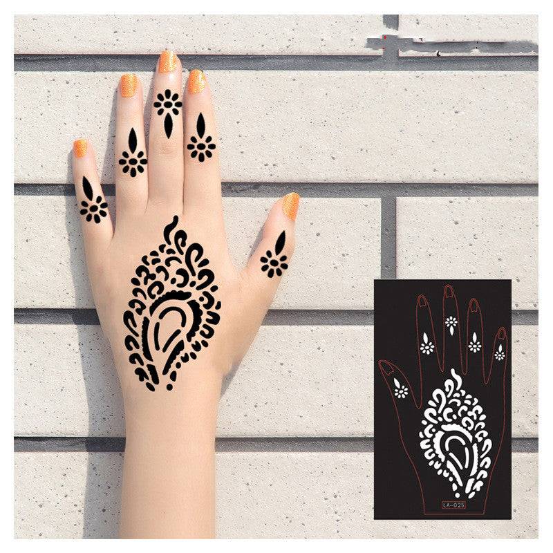 2 Sheets Hand Tattoo Henna Stencil Temporary - Minihomy