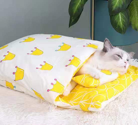 Cat Sleeping Bag Fairy Cat Litter Wind Semi-Closed Autumn And Winter Warm Cat Kennel - Minihomy