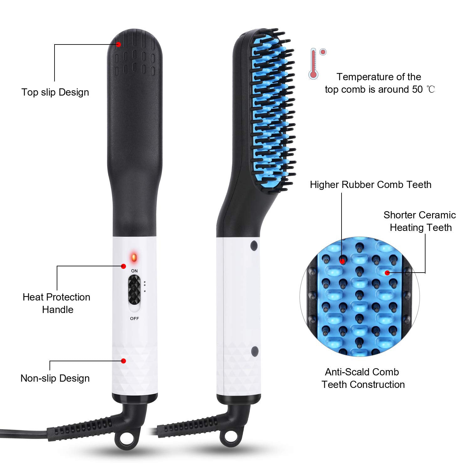 Multifunctional Hair Straightener Hair Comb Brush Men Beard Straightener - Minihomy