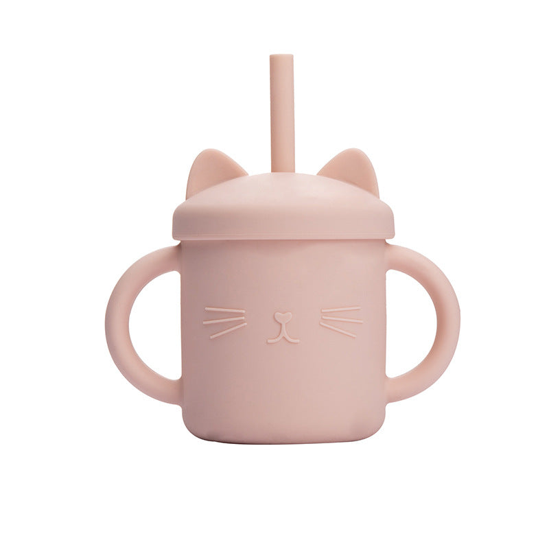 Children's Drinking Cups, Food-grade Silicone Household Straight-drinking Type With Straws, Baby Anti-choke Drinking Cups - Minihomy