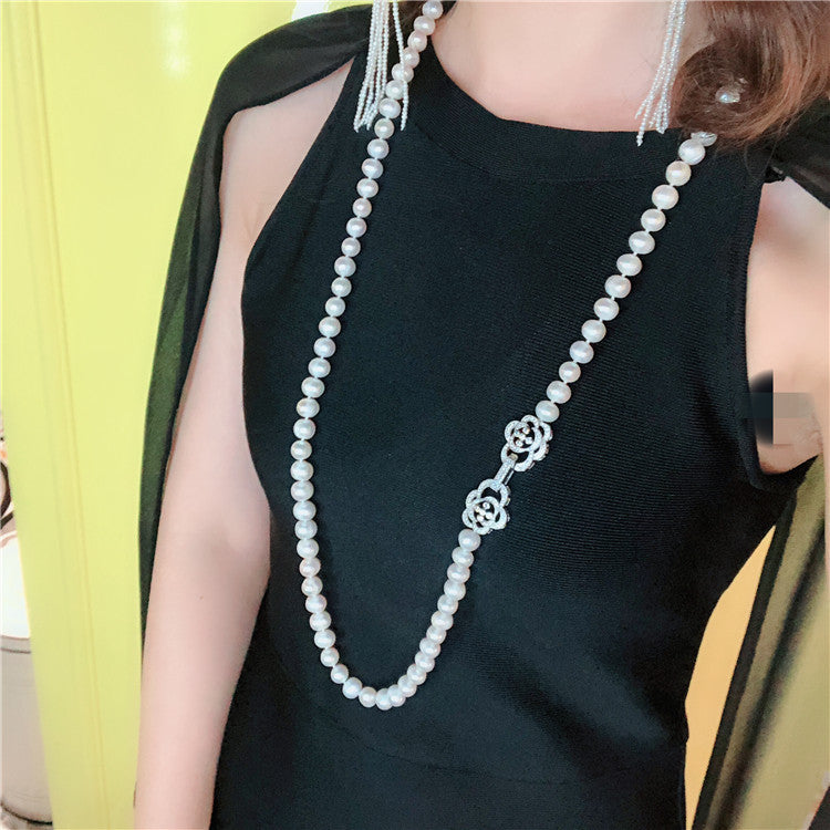 Natural Freshwater Pearl Long Sweater Chain Simple - Minihomy