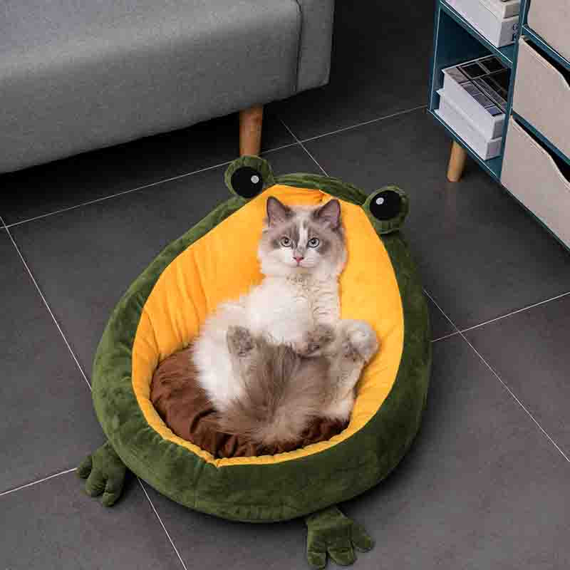 Frog Nest Winter Warm Semi-Enclosed Pet Bed Cat Bed - Minihomy