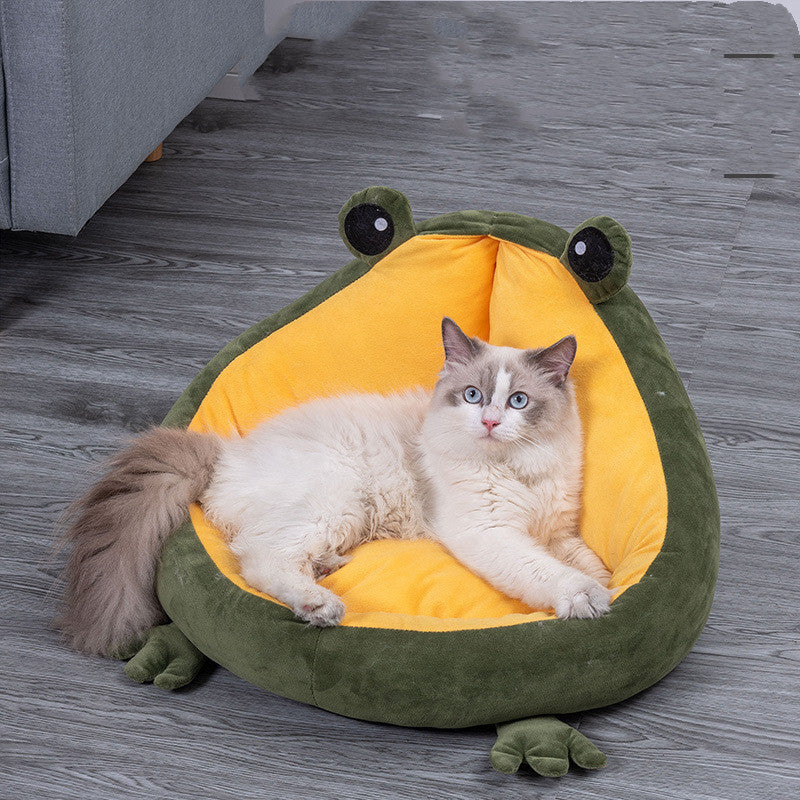 Frog Nest Winter Warm Semi-Enclosed Pet Bed Cat Bed - Minihomy