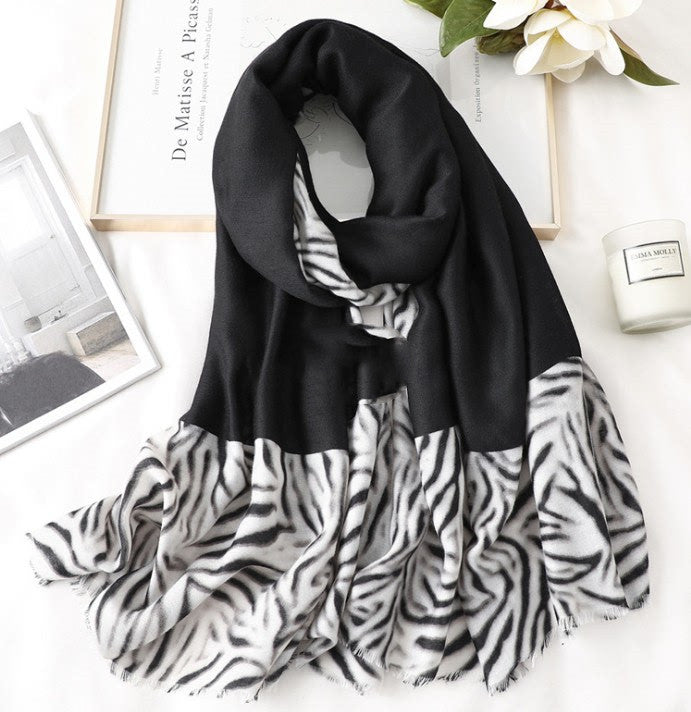 Cotton Scarf Casual Leopard Print Long Gauze Scarf - Minihomy