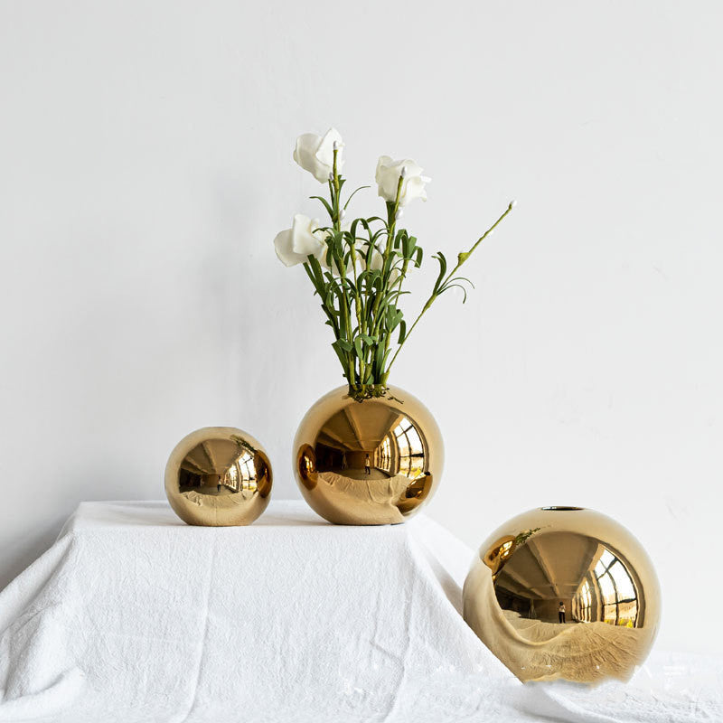 Electroplated Ceramic Gold Vase Home Decor - Minihomy