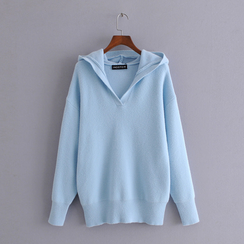 Soft Solid Color Knitted Sweater Women