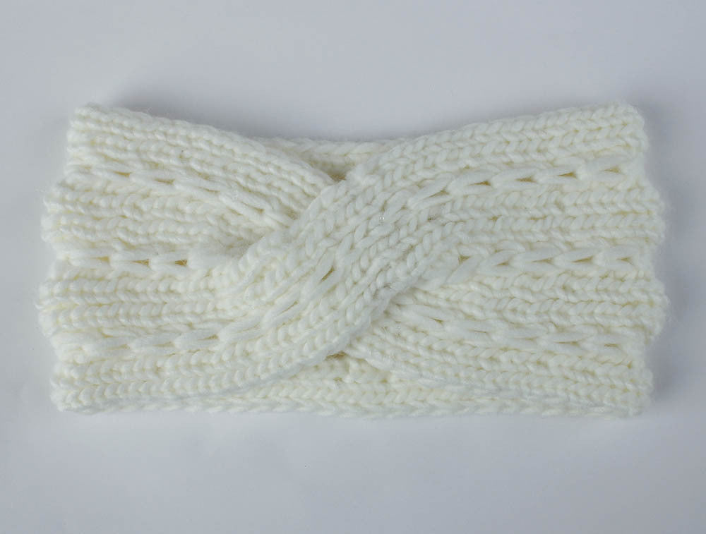 Acrylic Thick Wool Knitted Headband Diagonally Crossed Hair Accessories For Women - Minihomy