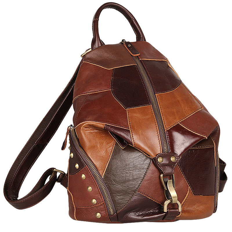 Backpack Women's Head Layer Cowhide Willow Nails - Minihomy