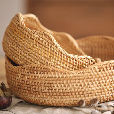 Storage Basket Hand-Woven Basket Bamboo Woven Bamboo Basket Bamboo Basket