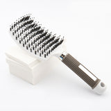 Large Curved Comb Hairbrush Boar Bristles Massage Comb Curly Hair Multifunctional Hair Brush - Minihomy