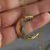 Pin Broken Crystal Gold Crescent Necklace Retro Glamour Woman Long Necklace - Minihomy