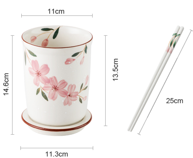 Japanese Style Sakura Chopstick Holder Ceramic - Minihomy