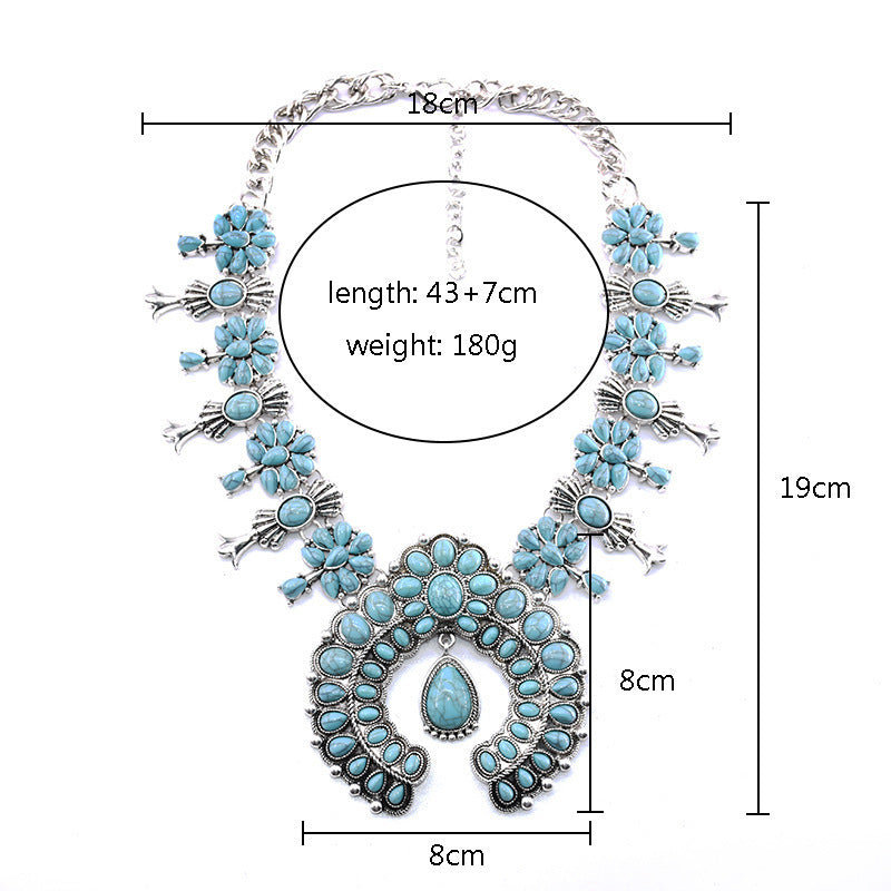 European And American Cross-border Trend Blue Necklace Exaggerated - Minihomy