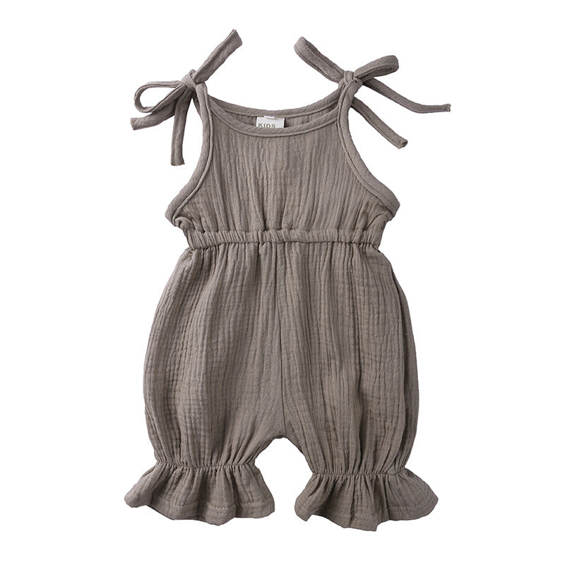 Newborn Toddler Baby Girls Sleeveless Solid Romper Jumpsuit Outfit - Minihomy