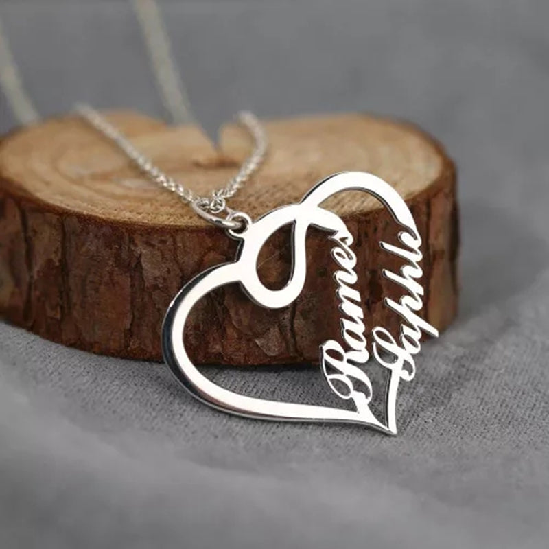 Double Heart Necklace Personalized Necklaces Pendant Gifts Stainless Steel For Women - Minihomy