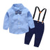 Boys Gentleman Bib Pant Suit Long Sleeve Bow Tie - Minihomy