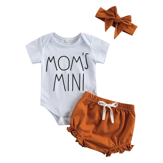 Newborn Baby Clothes Set Short Sleeve Romper Tops Bow Shorts - Minihomy