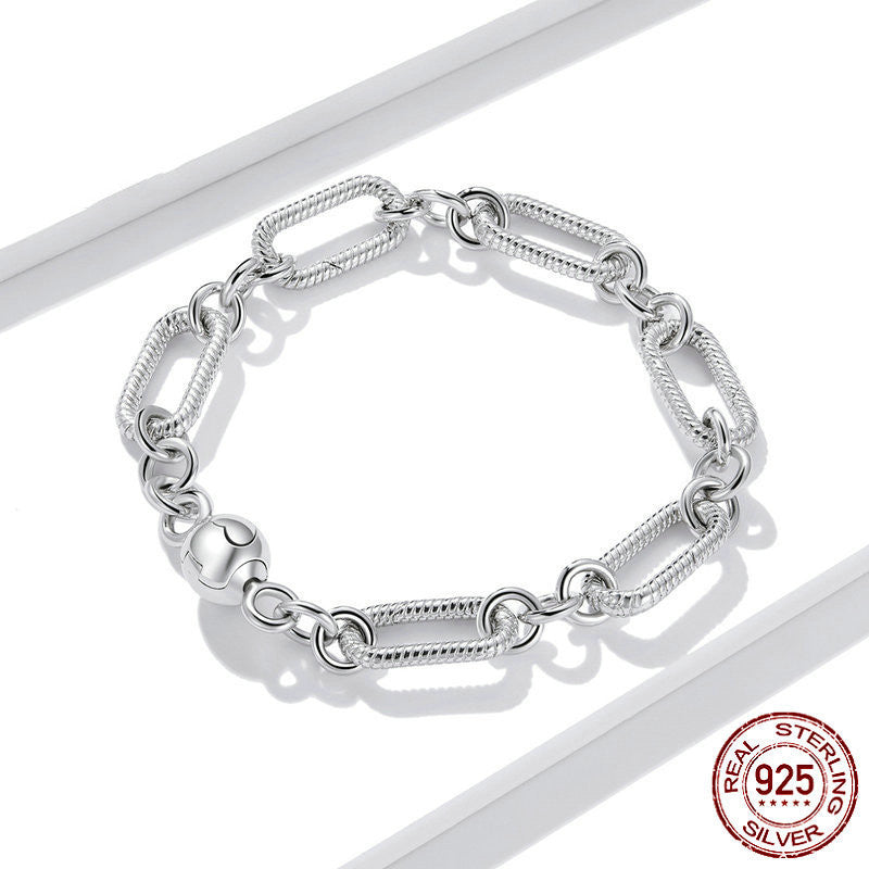 Paper Clip Love Sterling Silver S925 Bracelet Women - Minihomy