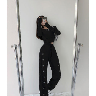 Love High Waist Drawstring Pants Loose Drawstring - Minihomy