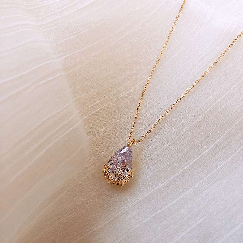 Crystal Water Drop Pendant Necklace Women - Minihomy