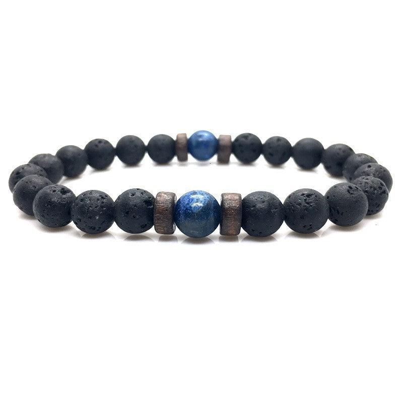 Beaded 8mm Black Volcanic Stone Buddha Bead Bracelet - Minihomy