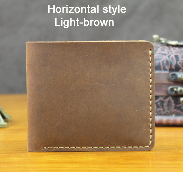 Handmade Vintage Crazy horse Genuine Leather Men Wallet - Minihomy