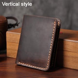 Handmade Vintage Crazy horse Genuine Leather Men Wallet - Minihomy