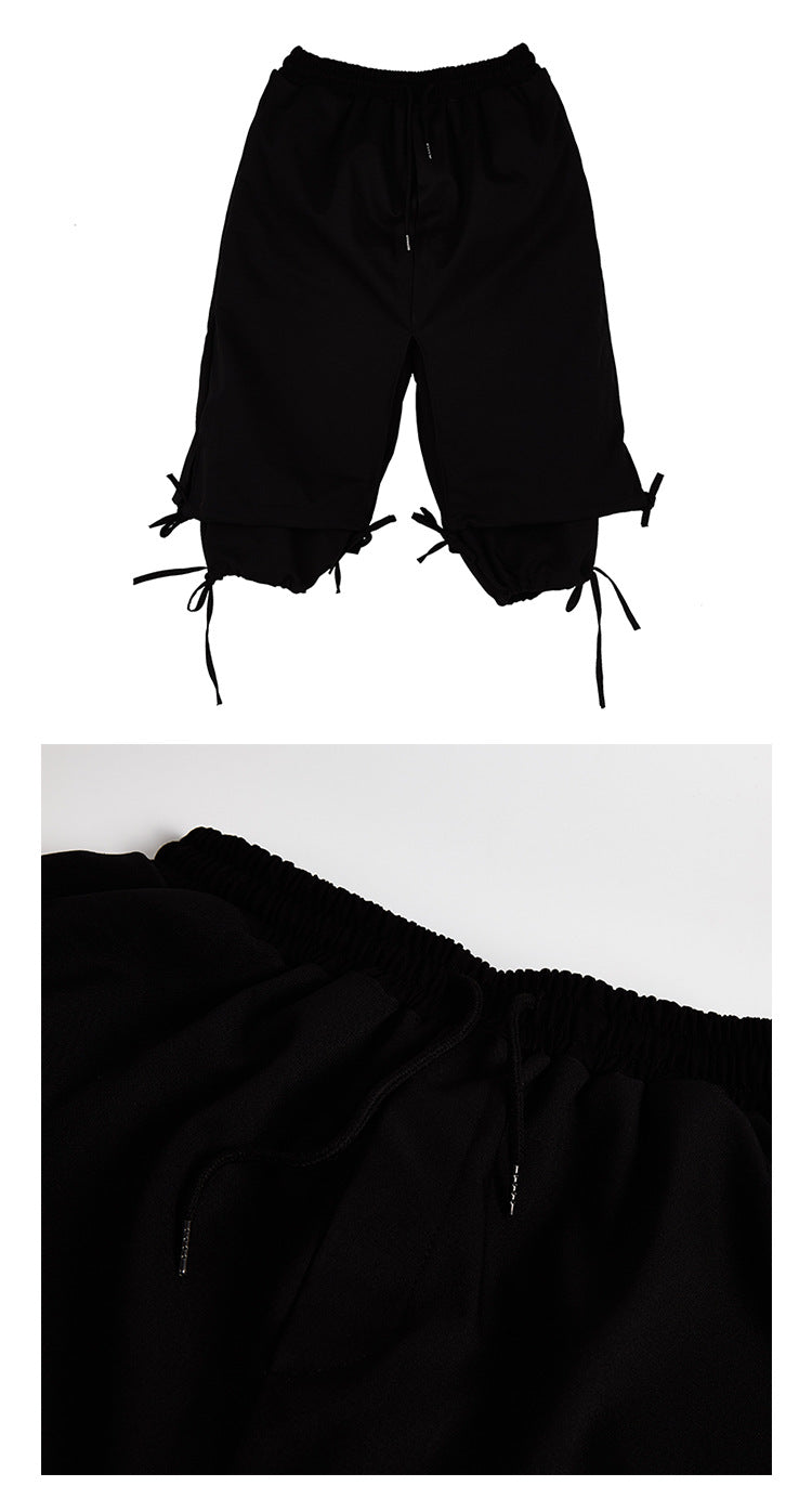 Double-layer Splicing Cropped Pants - Minihomy