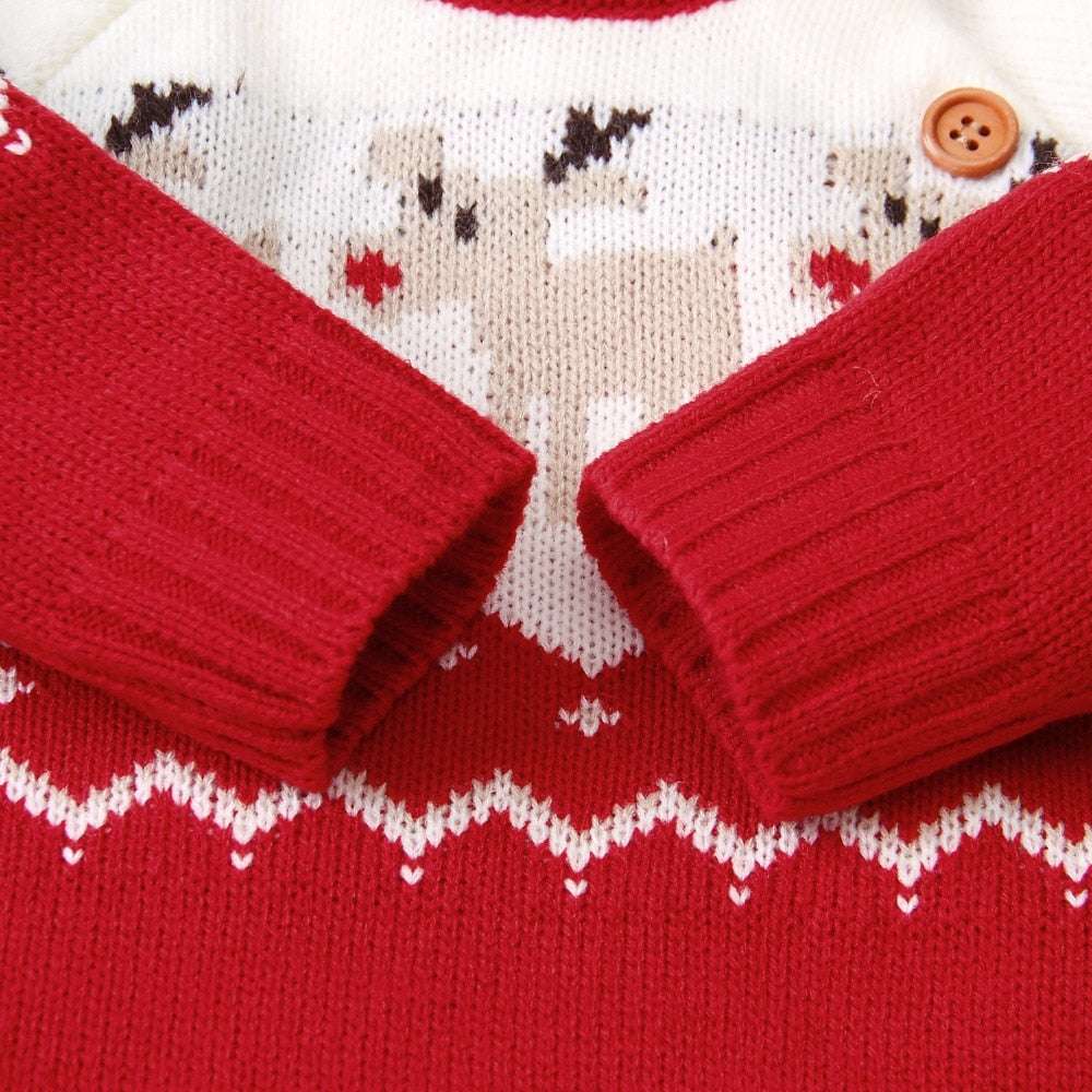 Boys and girls knitted cartoon Christmas elk sweater - Minihomy