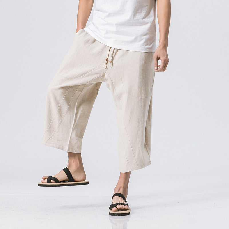 Chinese Style Cotton And Harem Pants - Minihomy