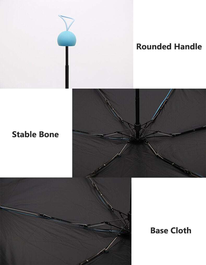 Creative 5 fold black plastic umbrella - Minihomy