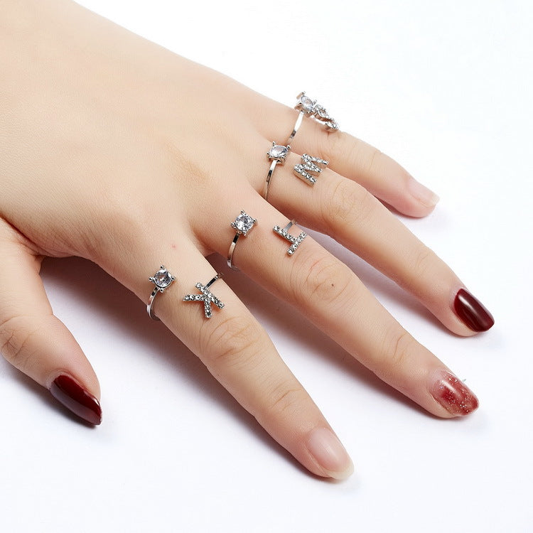 Adjustable 26 Initial Letter Ring Fashion Jewelry For Women - Minihomy