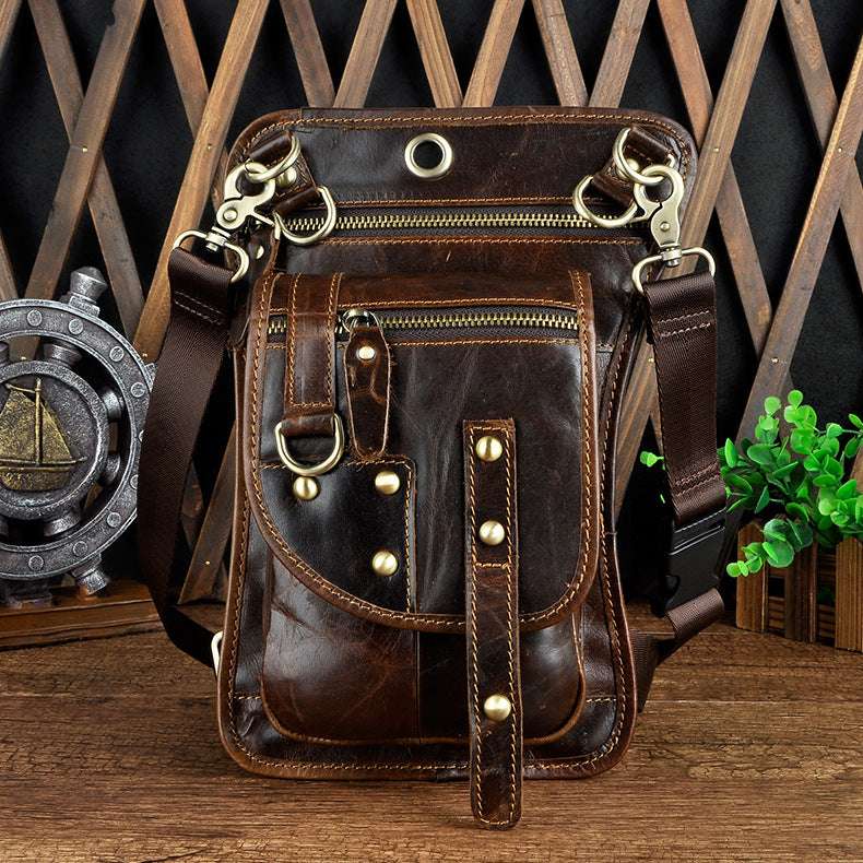 Genuine Leather Multipurpose Men Travel Mochila Crossbody Messenger Bag - Minihomy