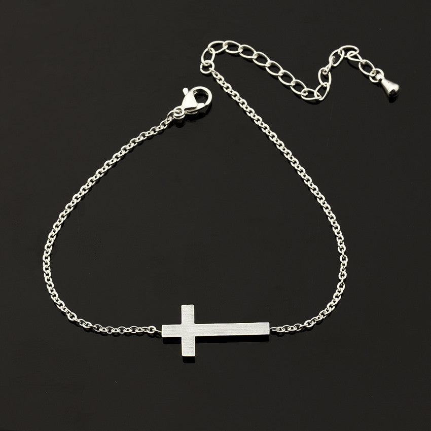 Jesus Christ Cross Bracelet Silver Gold Bracelet Bridesmaid Gift Religious Jewelry Stainless Steel - Minihomy