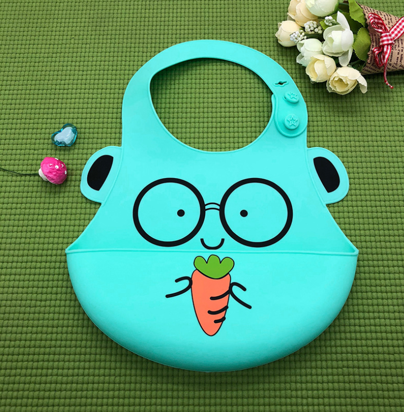 Baby food grade silicone food meal pockets Children's dinner pockets Waterproof disposable cartoon bibs - Minihomy