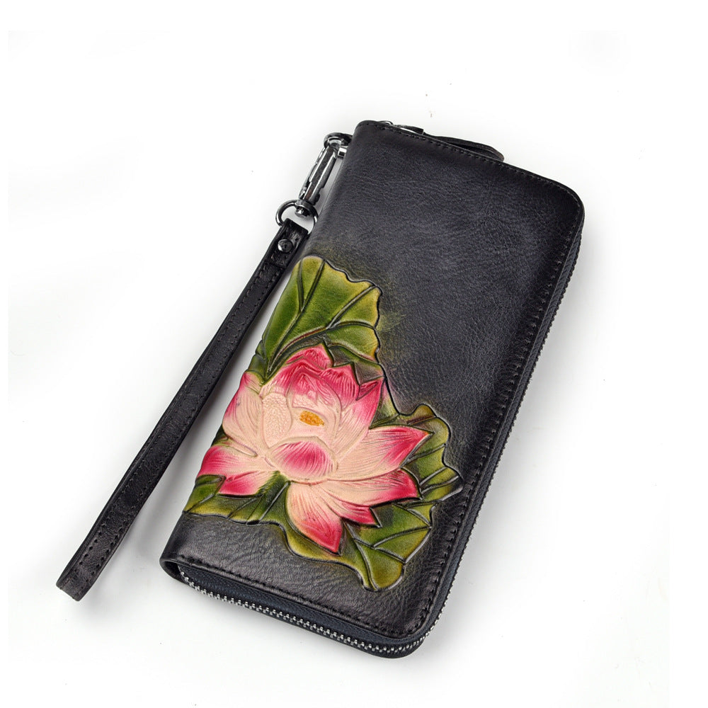 Retro wallet long zipper simple