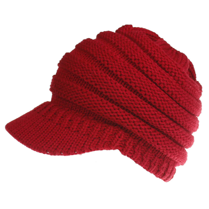 Knitted Baseball Cap Messy Bun Beanie Women Ponytail Beanies Autumn Winter Hats Female Soft Knitting Caps Warm Ladies Skullies - Minihomy