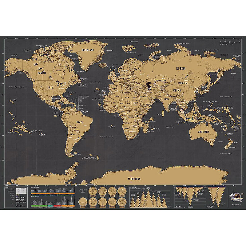 Personalized Black Scratch Off Art World Map Poster Decor Large Deluxe Poster Edition Travel - Minihomy